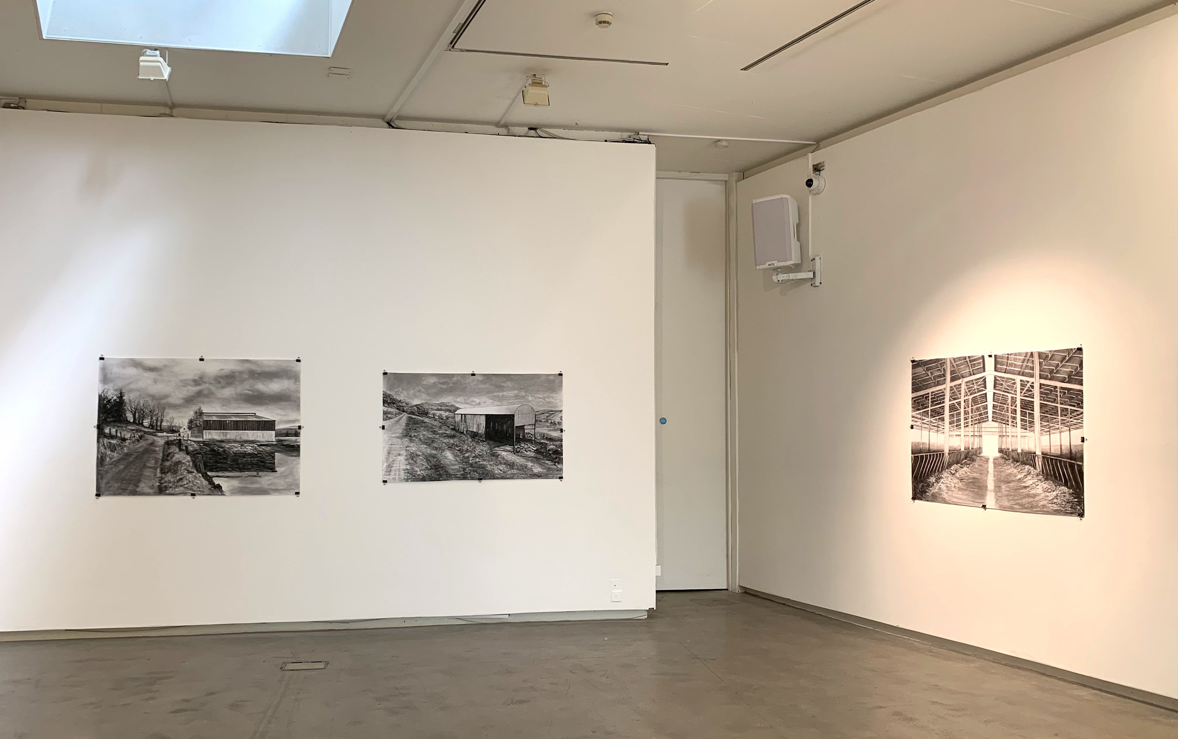 Installation shot of an exhibition called Outbuilding